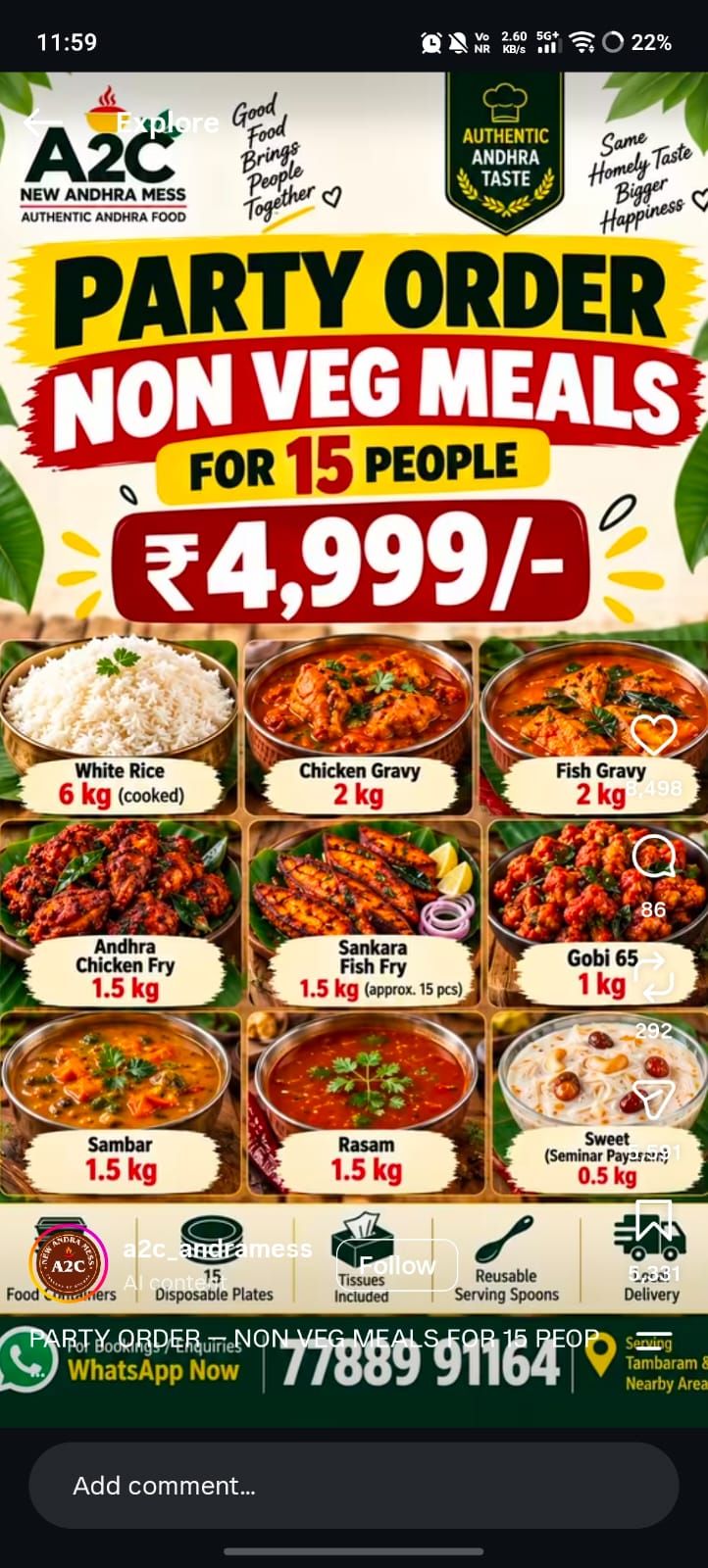 Non Veg Meals menu